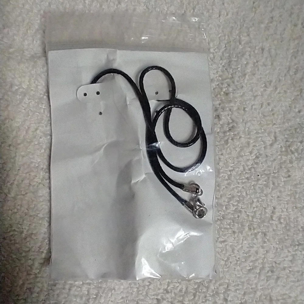 Katrina's collection handcrafted necklace silvertone black cord